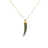 Pendentif Jade Corne avec Chaîne Plaquée Or 52 cm