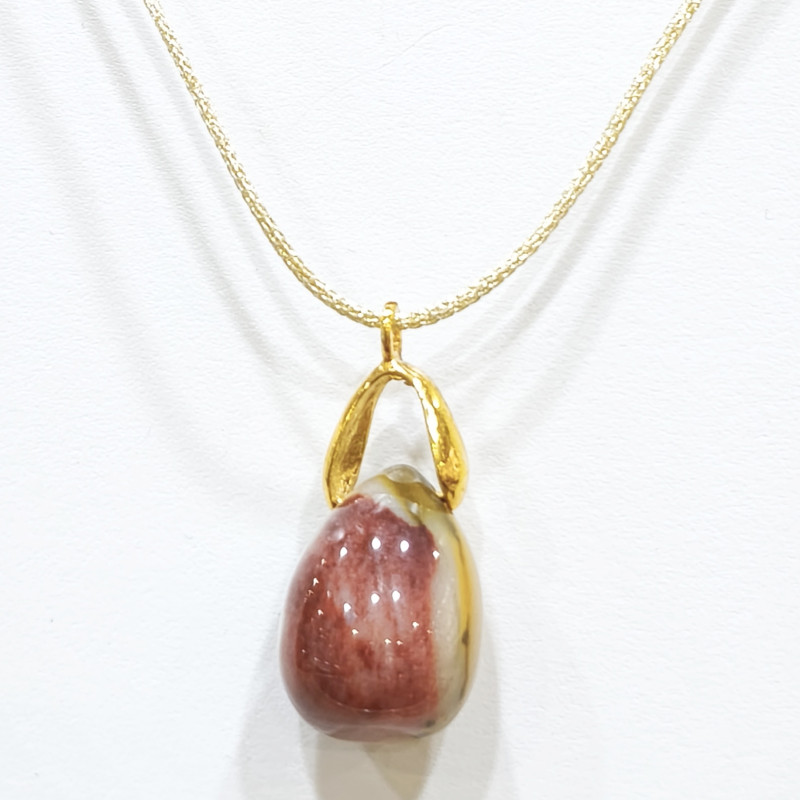 Pendentif Jaspe Mokaïte sur Cordon Réglable