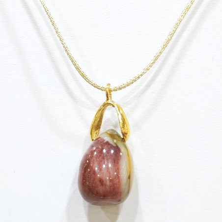 Pendentif Jaspe Mokaïte sur Cordon Réglable