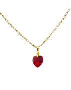 Pendentif Swarovski Cœur Rouge Chaîne Plaquée Or 50 cm