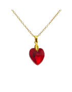 Pendentif Swarovski Cœur Rouge Chaîne Plaquée Or 40 + 4 cm