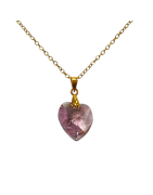 Pendentif Swarovski Cœur Rose Chaîne Plaquée Or 40 + 4 cm