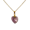Pendentif Swarovski Cœur Rose Chaîne Plaquée Or 40 + 4 cm