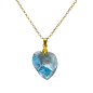 Pendentif Swarovski Cœur Bleu Chaîne Plaquée Or 50 cm