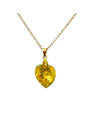 Pendentif Swarovski Cœur Jaune Chaîne Plaquée Or 50 cm