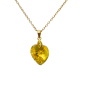 Pendentif Swarovski Cœur Jaune Chaîne Plaquée Or 50 cm