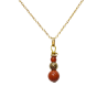 Pendentif Jaspe Rouge Deux Pierres Rondes avec Chaîne Plaquée Or 52 cm