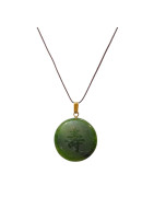 Pendentif Jade Rond Signe Chinois sur Cordon Réglable