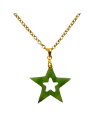 Pendentif Jade Etoile avec Chaîne Plaquée Or 56 cm