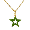 Pendentif Jade Etoile avec Chaîne Plaquée Or 56 cm