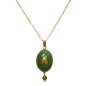 Pendentif Jade Ovale avec Chaîne Plaquée Or 48 cm