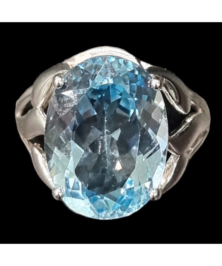 Bague Topaze bleue argent 925 Taille 60