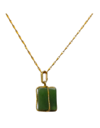 Pendentif Jade Paquet Cadeau avec Chaîne Plaquée Or 52 cm