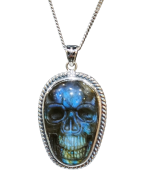Pendentif Labradorite Crane avec Chaîne Argent 925 40 cm