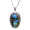 Pendentif Labradorite Crane avec Chaîne Argent 925 40 cm