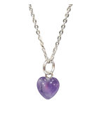 Pendentif Améthyste Cœur avec Chaîne Acier Inox