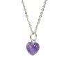 Pendentif Améthyste Cœur avec Chaîne Acier Inox