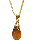 Pendentif Œil de Tigre avec Chaîne Plaquée or 44 + 6 cm