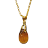 Pendentif Œil de Tigre avec Chaîne Plaquée or 44 + 6 cm