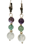 Boucles Améthyste Aventurine Verte Pierre de Lune Plaquées Or