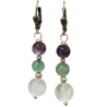 Boucles Améthyste Aventurine Verte Pierre de Lune Plaquées Or