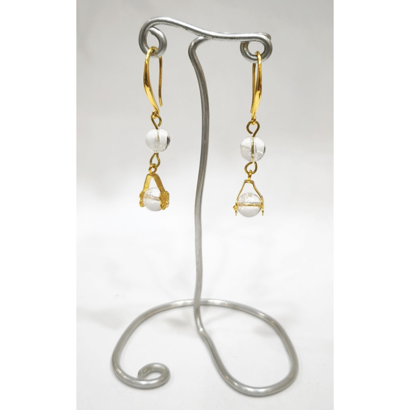 Boucles Cristal de Roche Plaquées or