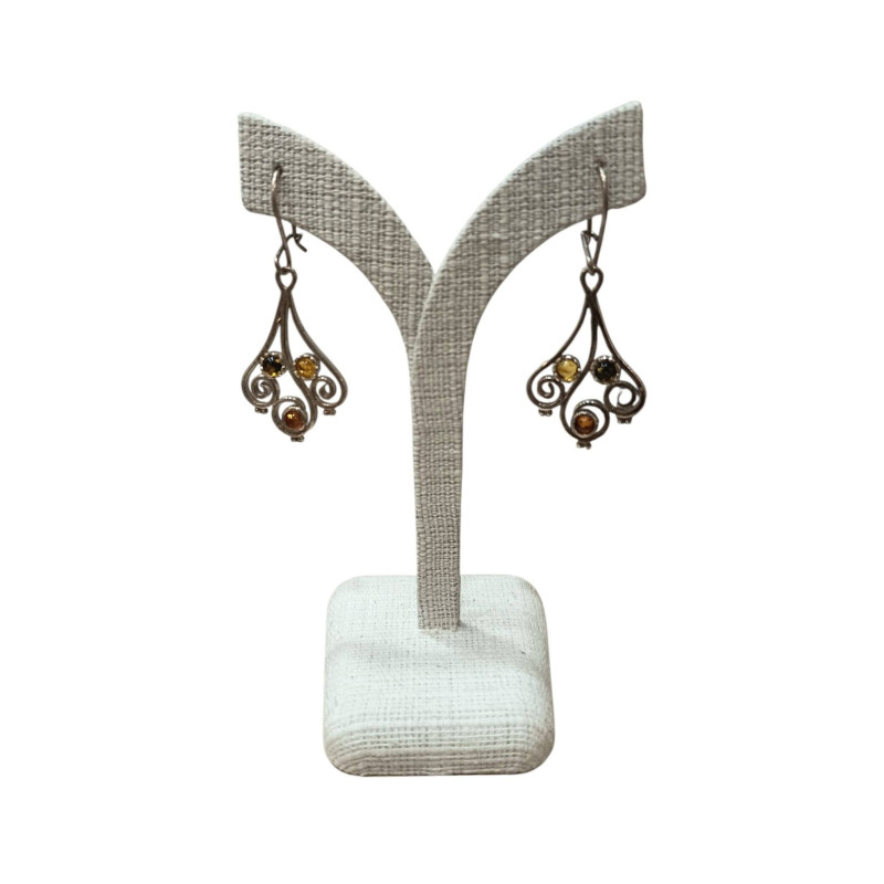 Boucles Ambre trois couleurs Argent 925