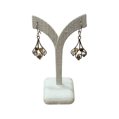 Boucles Ambre trois couleurs Argent 925
