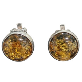 Boucles Ambre végétal rondes à clips Argent 925
