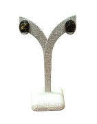 Boucles Ambre Vert rectangles Argent 925