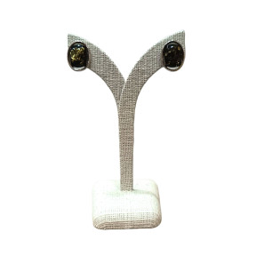 Boucles Ambre végétal rectangles Argent 925