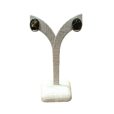 Boucles Ambre végétal rectangles Argent 925