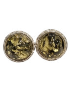 Boucles Ambre Vert rondes Argent 925