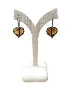Boucles Ambre Vert feuilles Argent 925