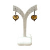 Boucles Ambre Vert feuilles Argent 925