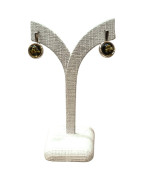 Boucles Ambre Vert rondes Argent 925