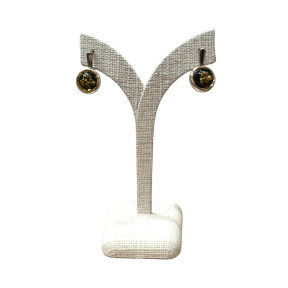 Boucles Ambre Vert rondes Argent 925