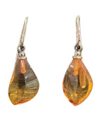 Boucles Ambre Goutte Cognac Argent 925