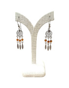 Boucles Ambre Fleur de vie "attrape rêve" Argent 925
