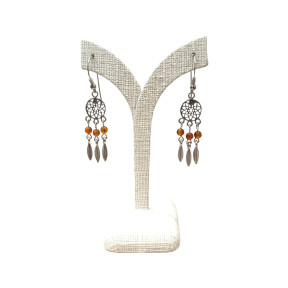 Boucles Ambre Fleur de vie "attrape rêve" Argent 925