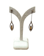Boucles Ambre Cognac Ovales Argent 925