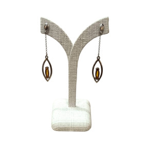 Boucles Ambre Cognac Ovales Argent 925