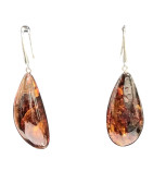 Boucles Ambre brute polie Argent 925