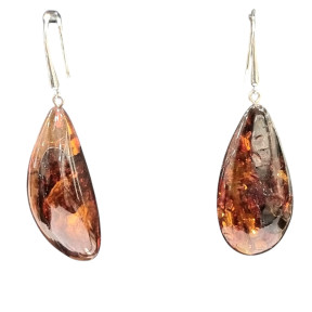 Boucles Ambre brute polie Argent 925