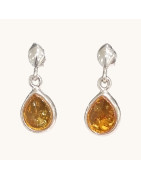 Boucles Ambre Cognac Ovales Argent 925