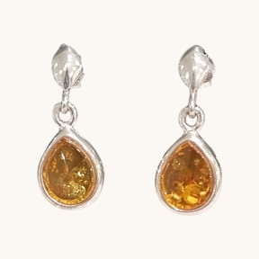 Boucles Ambre Cognac Ovales Argent 925