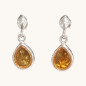 Boucles Ambre Cognac Ovales Argent 925