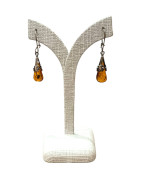 Boucles Ambre Cognac Gouttes Argent 925