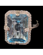 Bague Topaze bleue argent 925 Taille 58