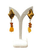 Boucles Ambre Cognac et Miel Argent 925